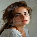 Natural Beauty Portrait with Freckles and Windblown Hair