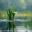 Serene Water Lily Reflection in Tranquil Pond