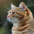 Retrato Majestoso de Gato Ruivo com Bigodes Impressionantes e Fundo em Foco Suave