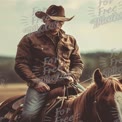 Authentic Cowboy on Horseback in Rustic Landscape