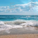 Tranquil Beach Waves Under Bright Blue Sky