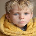 Cozy Child Portrait in Warm Yellow Blanket - Innocence and Comfort