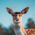 Majestic Close-Up of a Deer Against a Clear Blue Sky