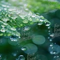 Fresh Rain Drops on Green Leaf - Nature's Beauty and Refreshing Serenity