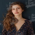 Natural Beauty Portrait of Young Woman with Flowing Hair Against Dark Background