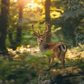 Majestic Deer in Sunlit Forest: Nature's Serenity and Wildlife Beauty