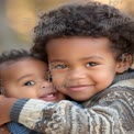 Joyful Sibling Embrace: Cherished Moments of Childhood Happiness