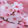 Delicate Cherry Blossom Flowers with Raindrops - Spring Beauty and Nature