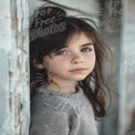 Captivating Portrait of a Young Girl with Freckles and Expressive Blue Eyes