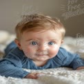 Adorable Baby with Bright Blue Eyes on Soft Blanket - Infant Portrait Photography