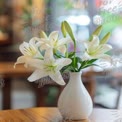 Elegant White Lilies in Modern Vase - Fresh Floral Arrangement for Home Decor