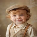 Charming Vintage Portrait of a Smiling Young Boy in Classic Attire