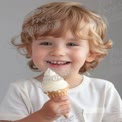 Joyful Child Enjoying Ice Cream Cone - Sweet Treats and Happiness