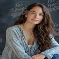 Natural Beauty Portrait of a Woman with Long Wavy Hair in Soft Lighting