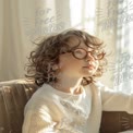 Curious Child in Cozy Indoor Setting with Natural Light