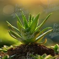 Vibrant Aloe Vera Plant with Sunlight Bokeh - Natural Wellness and Home Decor