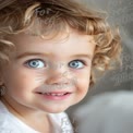 Adorable Child with Bright Blue Eyes and Curly Hair - Innocence and Joy