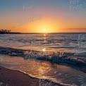 Serene Sunset Over Tranquil Ocean Waves: Perfect Beach Escape