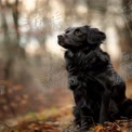 Majestic Black Dog in Autumn Forest Setting