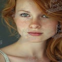 Natural Beauty Portrait of a Freckled Redhead with Captivating Green Eyes