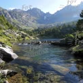 Serene Mountain Landscape with Clear Lake and Lush Greenery