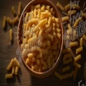 Delicious Raw Fusilli Pasta in a Rustic Bowl on Wooden Table