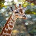 Majestic Giraffe Portrait in Natural Habitat with Bokeh Background