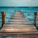 Tranquil Wooden Pier Over Serene Blue Waters