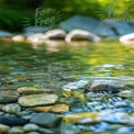 Tranquil River Stones Under Clear Water: Nature's Serenity and Reflection