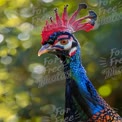 Vibrant Peacock Portrait with Colorful Plumage and Bokeh Background