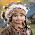 Native American Heritage: Young Boy in Traditional Feathered Headdress