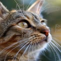 Close-Up of a Curious Cat with Striking Eyes and Whiskers