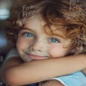 Joyful Child Portrait with Freckles and Curly Hair