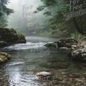 Serene Misty Forest Stream: Tranquil Nature Landscape for Relaxation and Meditation