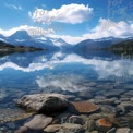 Tranquil Mountain Lake with Crystal Clear Reflections and Scenic Landscape