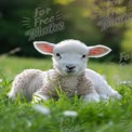 Adorable Baby Lamb in Lush Green Meadow - Springtime Farm Animal