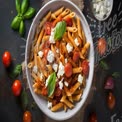 Delicious Penne Pasta with Fresh Tomatoes, Basil, and Feta Cheese - Italian Cuisine