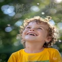 Joyful Child Smiling Outdoors with Sunlight Bokeh