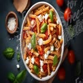 Delicious Fusilli Pasta Salad with Cherry Tomatoes and Fresh Basil