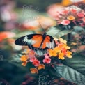 Vibrant Butterfly on Colorful Flowers in a Lush Garden