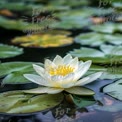 Serene Water Lily in Tranquil Pond: Nature's Beauty and Calmness