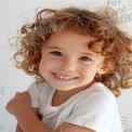 Joyful Child with Curly Hair Smiling Brightly - Portrait of Happiness and Innocence