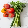 Fresh Organic Vegetables: Tomatoes, Bell Peppers, and Celery for Healthy Cooking