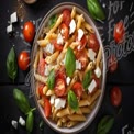 Fresh Pasta Salad with Cherry Tomatoes, Basil, and Feta Cheese - Healthy Mediterranean Cuisine