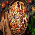 Delicious Mediterranean Pasta Salad with Fresh Vegetables and Feta Cheese