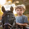 Young Equestrian Rider on Horseback at Sunset