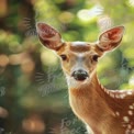 Majestic Young Deer Portrait in Nature with Soft Bokeh Background