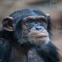 Close-Up of a Thoughtful Chimpanzee: Wildlife Portrait for Conservation and Nature Themes