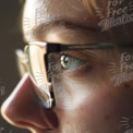 Close-Up of Thoughtful Young Woman with Glasses, Reflective Eye and Natural Light