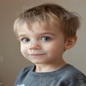 Charming Young Boy with Bright Blue Eyes and Playful Smile